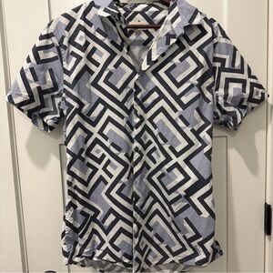 Open Edit Modern Maze Abstract Men's Casual Shirt Spring Summer Size L